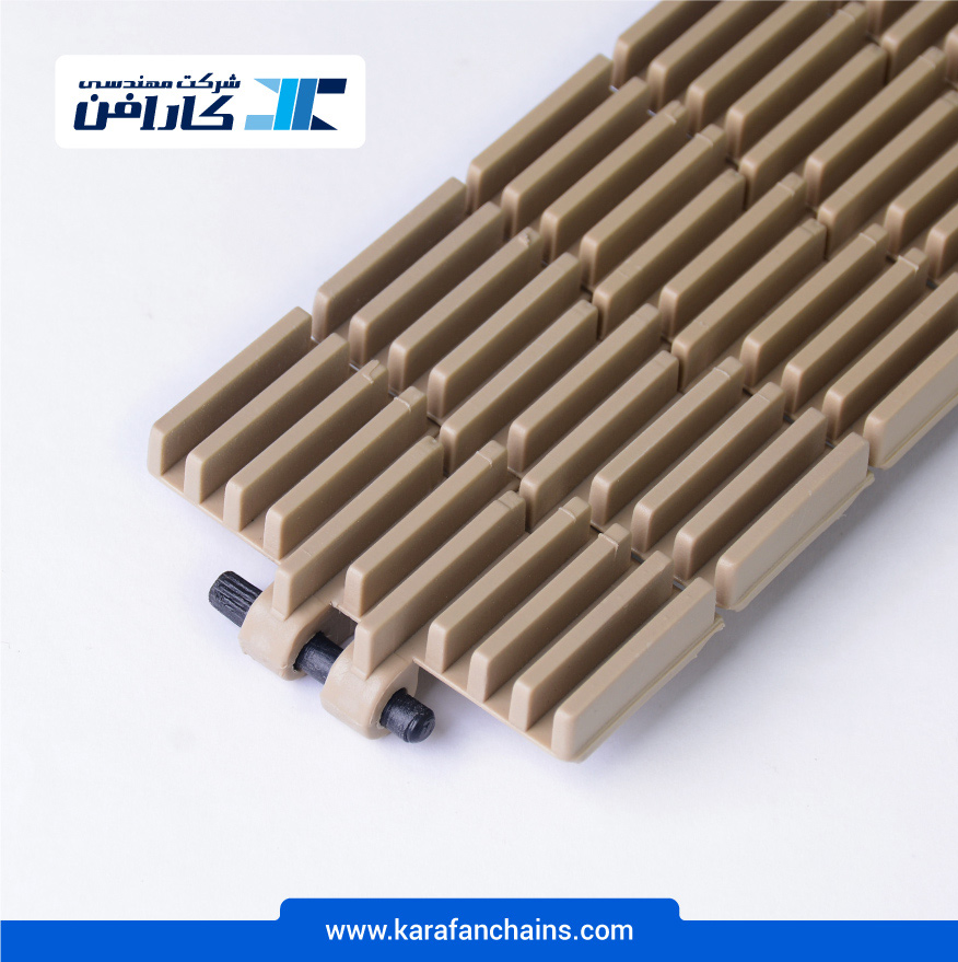 زنجیر تخت حرکت مستقیم پلیمری گام 38.1 میلمیتر عرض 82.6 میلیمتر ( شانه ای ) در کارافن